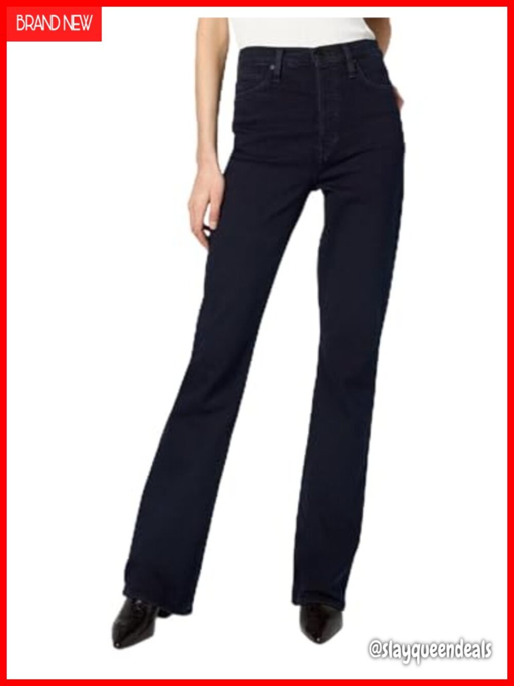 Ultra High Rise Bootcut Jean Cotton Stretch Flared Full Length Denim